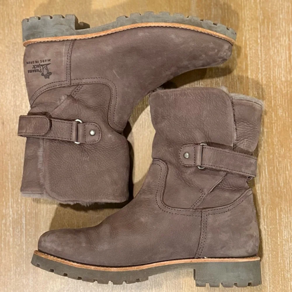 Panama Jack Felia Igloo Grey Nubuck‎ Leather Boot with Sheepskin Lining Size 37